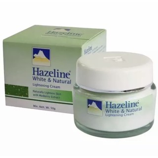 🌈 Hazeline White &amp; Natural Lightening Cream 50 กรัม (กระปุกเขียว) ครีม เฮสลีน ตราภูเขา ผิวกระจ่างใส ผลัดเซลส์ผิว
