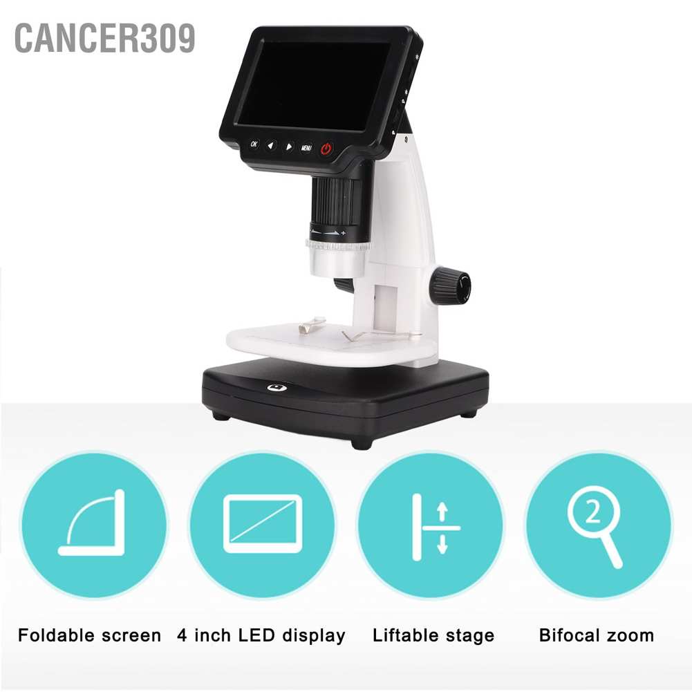 cancer309-กล้องจุลทรรศน์ดิจิทัล-lcd-4-นิ้ว-1200-เท่า-1080p-พร้อมเซนเซอร์ภาพ-12mp-สําหรับ-pc-100-240v