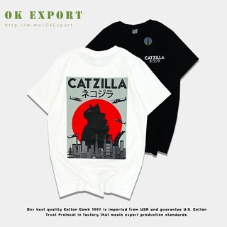 เสื้อยืดแขนสั้น 👑 🎴 เสื้อสกรีน ลาย Catzilla -​ Oversize 👑เสื้อคอกลม เสื้อคู่ ผ้านำเข้าUSA🇺🇸 แท้100% ✨พร้อม