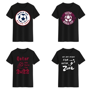 【cotton Tshirts👕】เสื้อยืดคอกลม พิมพ์ลาย Qatar World Cup Qatar Fifa 2022 สีดํา สีขาว สําหรับผู้ชาย และผู้หญิง