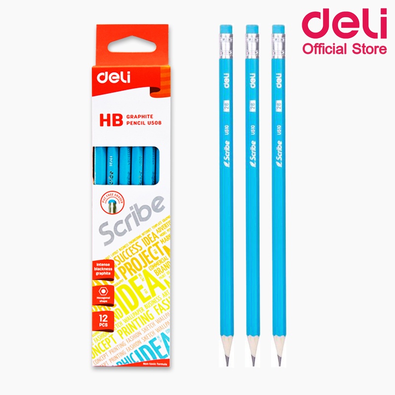 deli-u50800-graphite-pencil-hb-ดินสอไม้-hb-ทรงหกเหลี่ยม-แพ็ค-12-แท่ง-ดินสอ-เครื่องเขียน-อุปกรณ์การเรียน-ดินสอhb-school