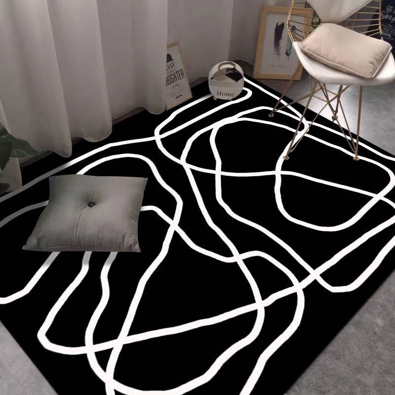 พรมขนาดใหญ่-nordic-panel-carpet-ห้องนั่งเล่นพื้นที่ขนาดใหญ่-200-300-เซนติเมตรสีดำและสีขาวห้องนอนสกปรกห้องนอนแผ่