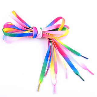 ภาพขนาดย่อของภาพหน้าปกสินค้าShoelaces / เชือกผูกรองเท้าผ้าใบรองเท้ากีฬาสีรุ้ง Rainbow Flat Canvas Athletic Shoelace Sport Sneaker Shoelaces จากร้าน wunjea.th บน Shopee