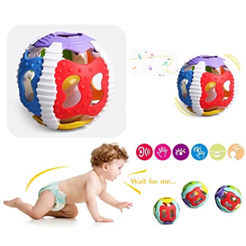 พร้อมส่ง-บอลฝึกคลาน-แถมถ่าน-บอลเสริมทักษะสำหรับเด็กอ่อน-baby-fitness-ball-มีเสียง-มีไฟ-ดึงดูด-ให้ฝึกคลาน