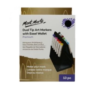 ปากกามาร์คเกอร์ 2 หัว MONT MARTE Premium Dual Tip 12 สี พร้อมกระเป๋า