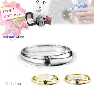 Finejewelthai-แหวนนิลแท้-นิลแท้-แหวนเงินแท้-แหวนพลอย-Black-Spinel-Silver-Ring-R1247on (เลือกสีตัวเรือนได้)