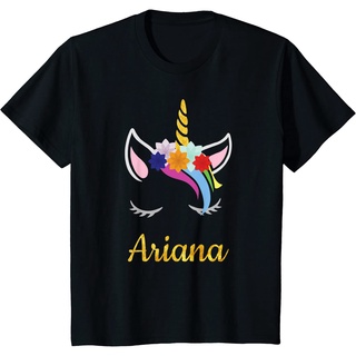 เสื้อยืดอินเทรนด์ผู้ชายอินเทรนด์ผู้หญิงเสื้อเชิ้ตแขนสั้น พิมพ์ลายยูนิคอร์น Ariana คุณภาพสูง แฟชั่นฤดูร้อนS-3XL
