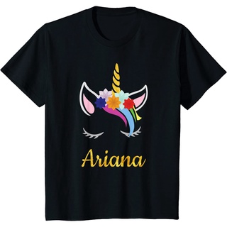 เสื้อยืดสีขาวเสื้อเชิ้ตแขนสั้น พิมพ์ลายยูนิคอร์น Ariana คุณภาพสูง แฟชั่นฤดูร้อนS-4XL