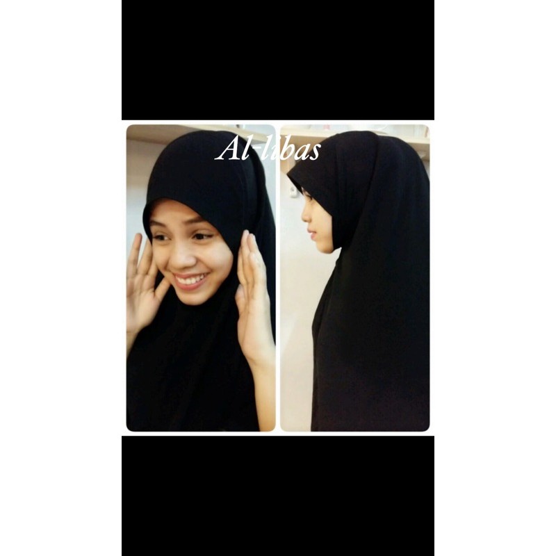 ฮิญาบดำ-ขาวนักเรียนใช้ผ้าซุปเปอร์เเบล็คหน้าสวยผ้าคลุมมุสลิม
