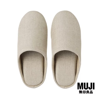 สลิปเปอร์ มูจิ MUJI นิ่มมาก รองเท้าใส่ในบ้าน รองเท้าแตะในบ้านผ้าลินินฝรั่งเศส - MUJI French Linen Insole Slippers