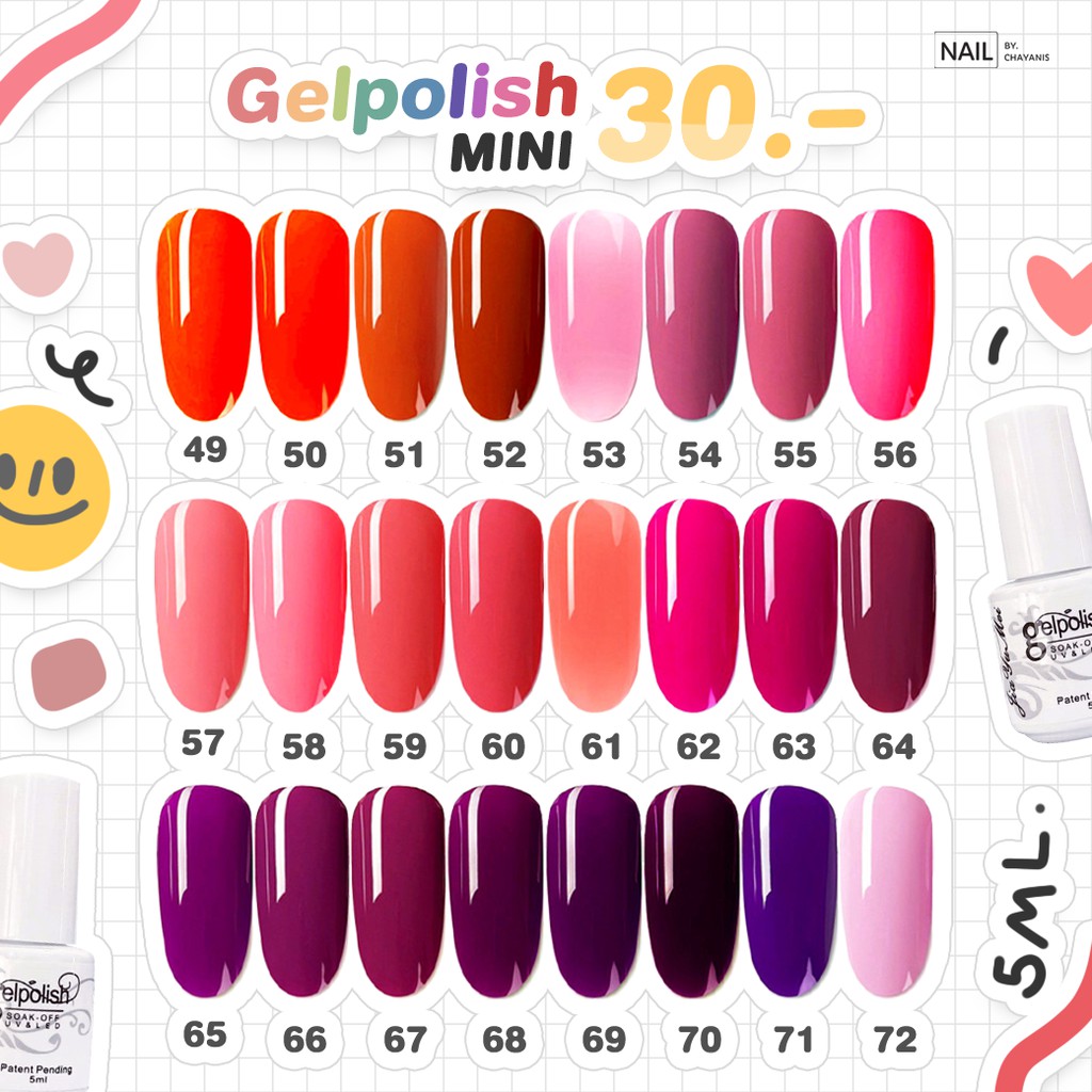 ภาพสินค้าMini gel color ขวดขาว 5 ml รหัส 074 ถึง 132 l สีเจลมินิ จากร้าน nailbychayanis บน Shopee ภาพที่ 3