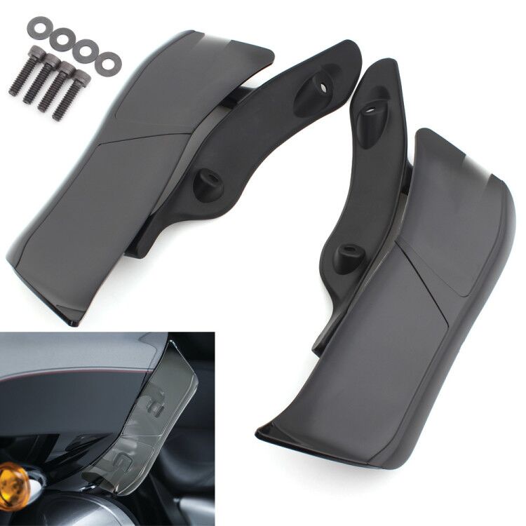 Motorcycle Black Adjustable Upper Batwing Fairing Accents Air Deflector