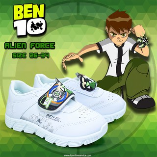 รองเท้านักเรียนสีขาว รองเท้าพละเด็กผู้ชาย ลาย Ben10 ยี่ห้อ Kenta รุ่น BT-6118,BT-6418