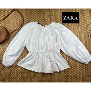 ZARA x Cotton S code: 0062 สีขาว แขนพองมาก คอลใหม่ น่ารัก • อก 40 ยาว 23