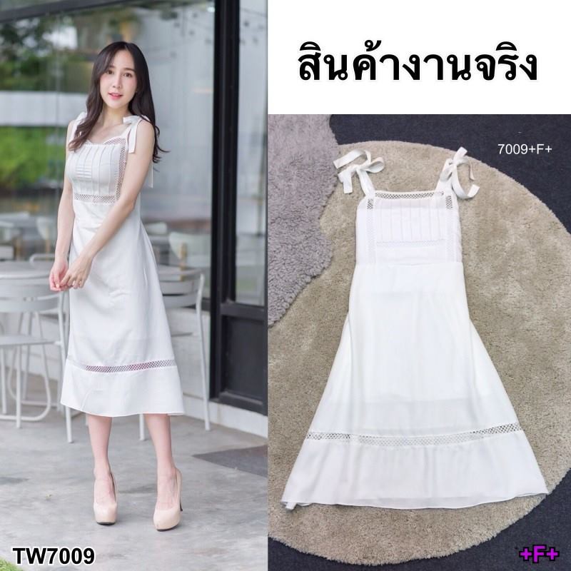 เดรสสายเดี่ยวผูกโบว์สีพื้น-tw7009