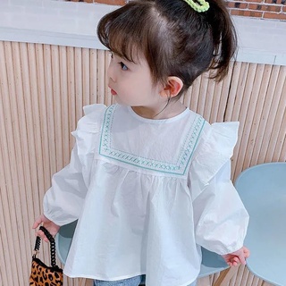 【ชุดเด็กผู้หญิง】เสื้อเชิ้ตแขนยาว แฟชั่นฤดูใบไม้ผลิ สไตล์เกาหลี สําหรับเด็กผู้หญิง 2023