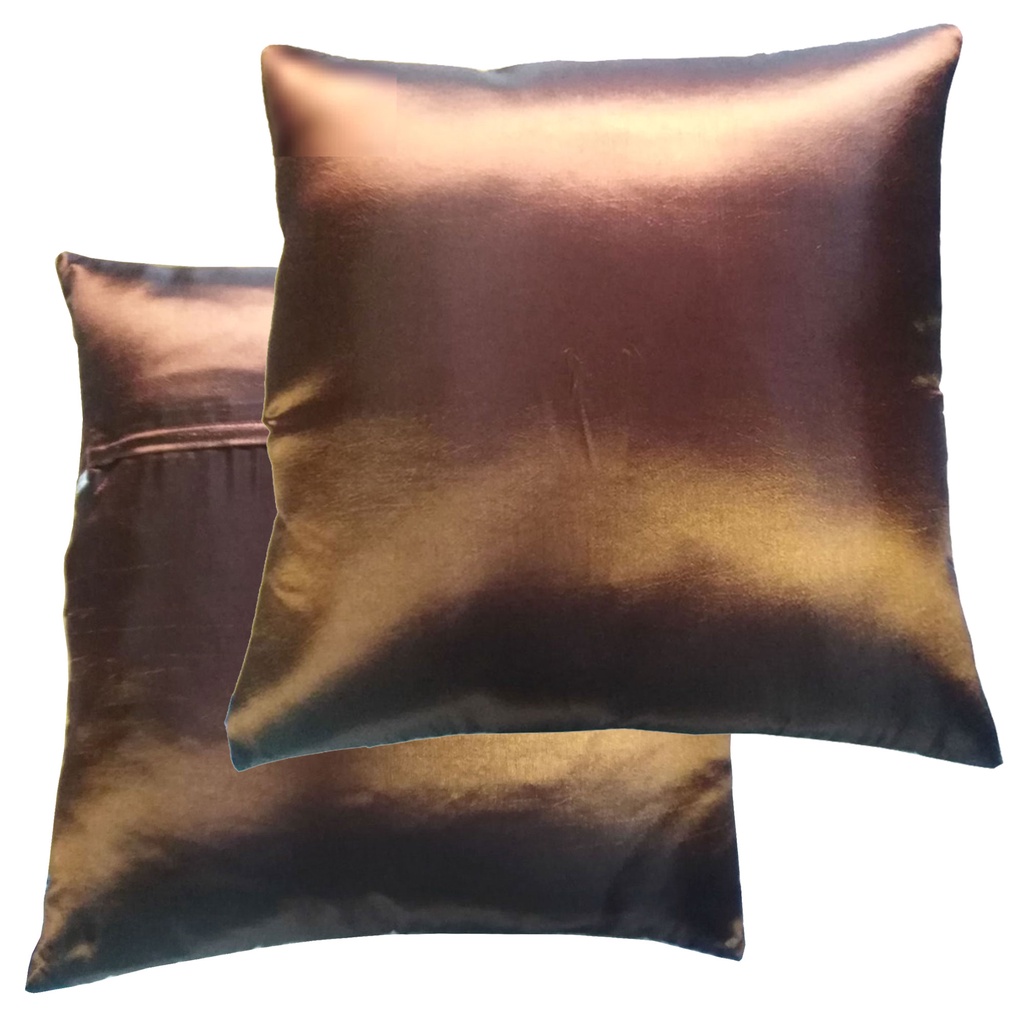 A23Thai Silk Pillow Covers ปลอกหมอนอิง ไหมไทย 16×16 นิ้ว 1 คู่ สีทองแดงพื้น Shopee Thailand