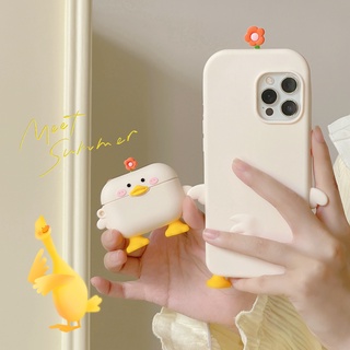 เคสหูฟัง ป้องกันกระแทก ลายดอกไม้ เป็ด สําหรับ Airpods 1 2 3 Pro