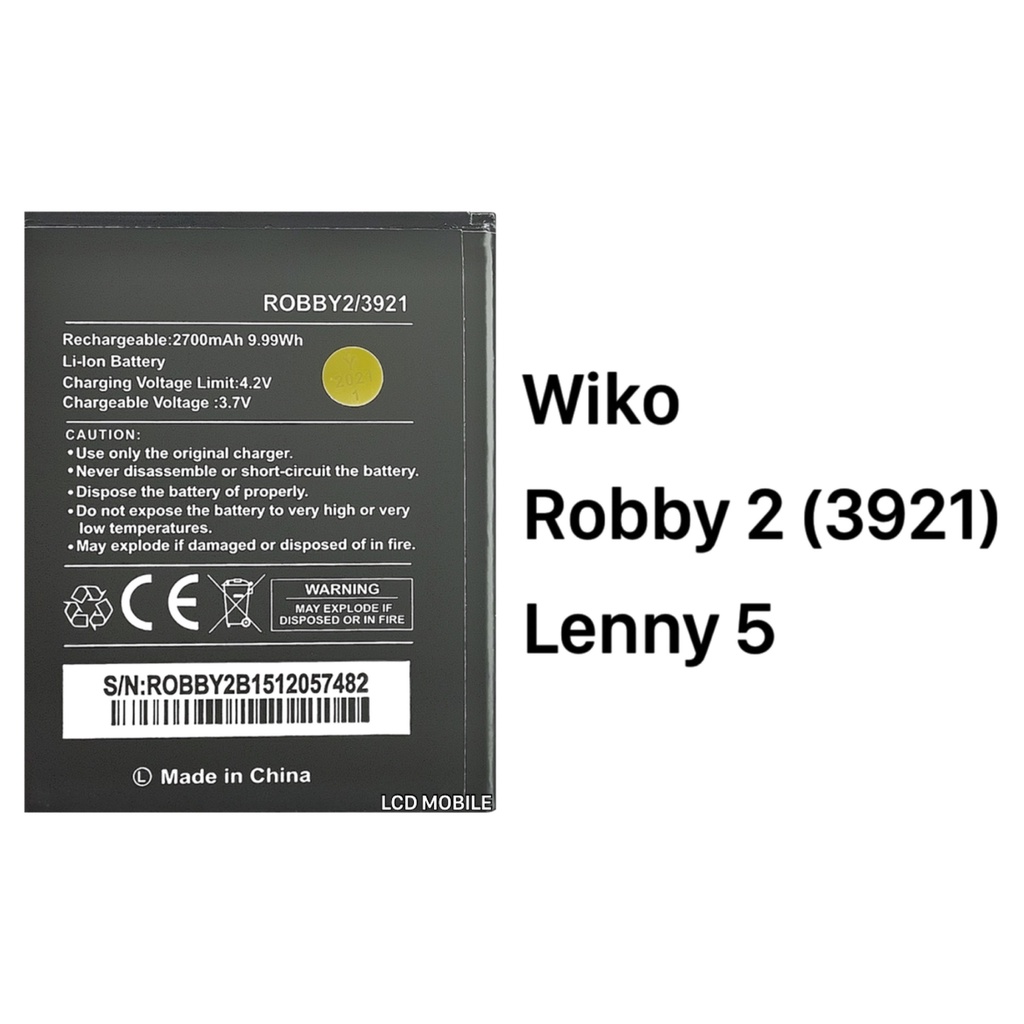 2 Batterie Wiko 3921 Da 2500mAh Per Robby 2 E Lenny 5 - Accumulatore Al Litio Con Clip Interno, Nero - Foto 3