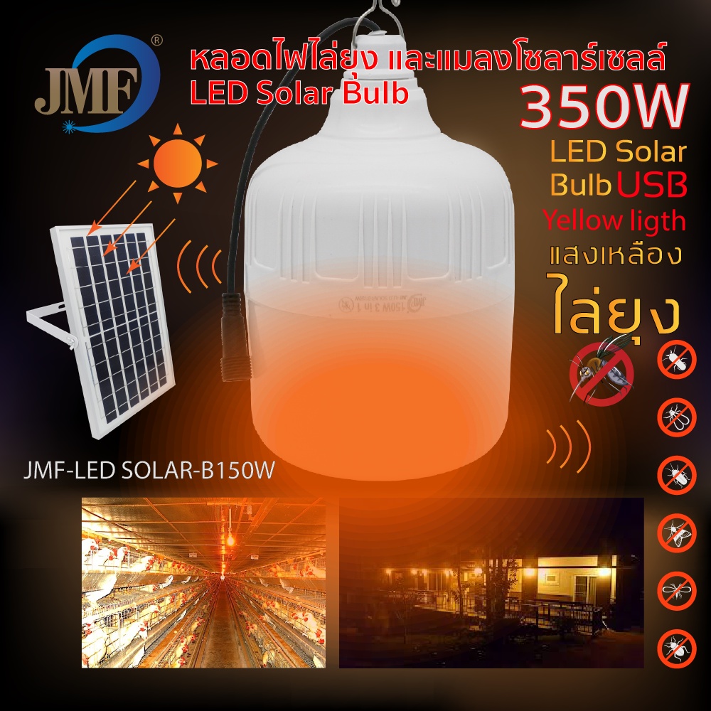 ภาพหน้าปกสินค้าJMF Solar Light หลอดไฟโซล่าเซลล์ไล่ยุงและแมลง ใช้พลังงานแสอาทิตย์ โซล่า10-12ชั่วโมง หลอดไฟไล่ยุง ได้ สามารถปรับได้ 3 แสง จากร้าน jmf_official บน Shopee