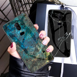 Oneplus 5 5T 6 6T 7 Pro Marble Design Tempered Glass Soft Bumper Hard Back Shockproof Phone Case Cover