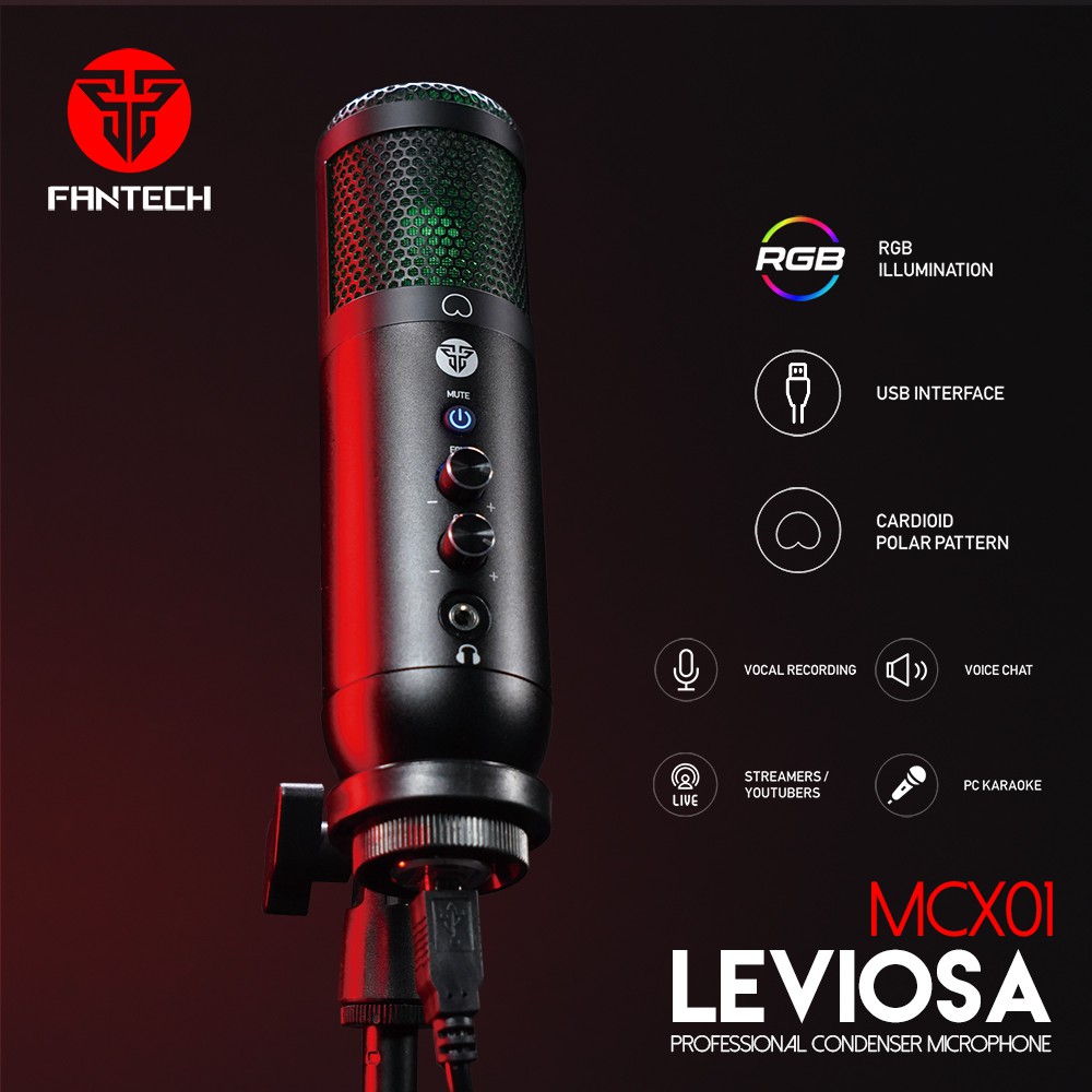 ภาพหน้าปกสินค้าไมค์ตั้งโต๊ะ FANTECH Leviosa Microphone MCX01 ไมค์คอมพิวเตอร์ ไมโครโฟน ไมค์ร้องเพลง ไมค์อัดเสียง ไมค์ไลฟ์สด ไมค์ จากร้าน fantechthailand บน Shopee