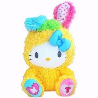 แท้ 100% จากญี่ปุ่น ตุ๊กตา ซานริโอ้ เฮลโล คิตตี้ Sanrio Hello Kitty Colorful Vivid Rabbit Yellow Plush Doll