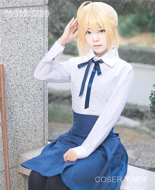 Fate Stay Night Saber ผู้หญิง Cosplay Costumes Japanese Anime Sailor Uniforms ชุดคอสเพลย์ การ์ตูน คอสเพลย์ปาร์ตี้ฮาโลวีน