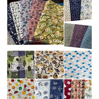 ผ้าcotton 100% แบ่งขายขนาด(45*50-55cm,บางลาย 50x50cm ) ราคา 30-35