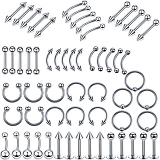 ชุดเครื่องประดับ จิวเจาะจมูก ปาก สเตนเลส 60 ชิ้น