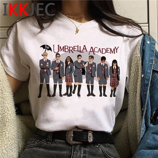 [100% Cotton] เสื้อยืด ลายร่ม Academy สไตล์วินเทจ สําหรับผู้หญิง คู่รัก