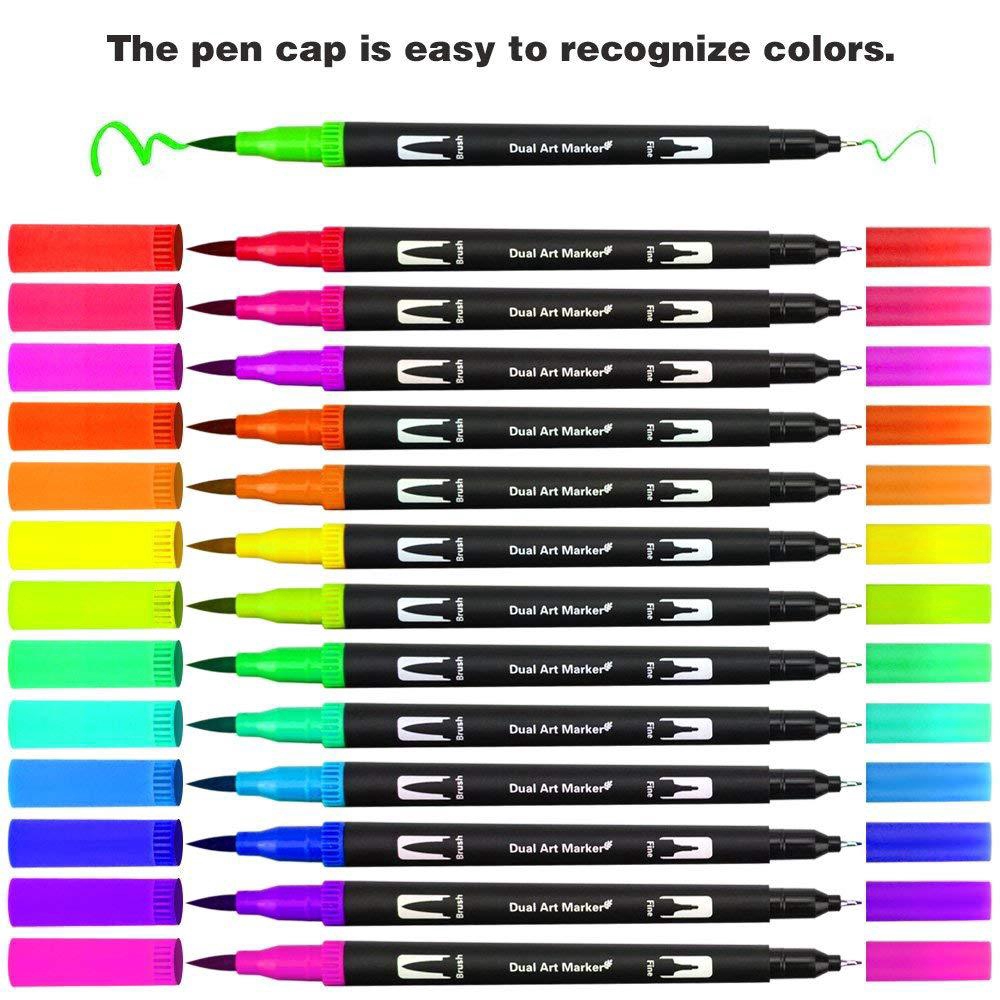 ปากกาพู่กัน-แบบสองหัว-120-สี-สำหรับระบายสี-คัดตัวอักษร