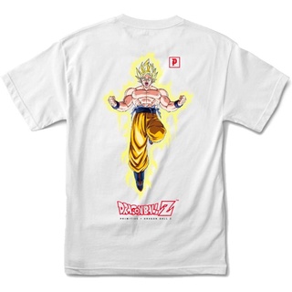 เสื้อยืดสีพื้นผู้ชาย Dragon Ball Primitive Goku Power Up Tee (White) discount Dragon Ball ดราก้อนบอล