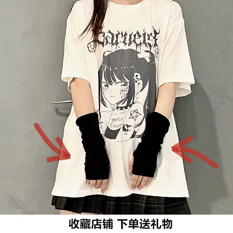 ภาพหน้าปกสินค้าถุงมือ แขนยาว ผ้าถัก ป้องกันแดด สไตล์ฮาราจูกุ สําหรับผู้ชาย และผู้หญิง