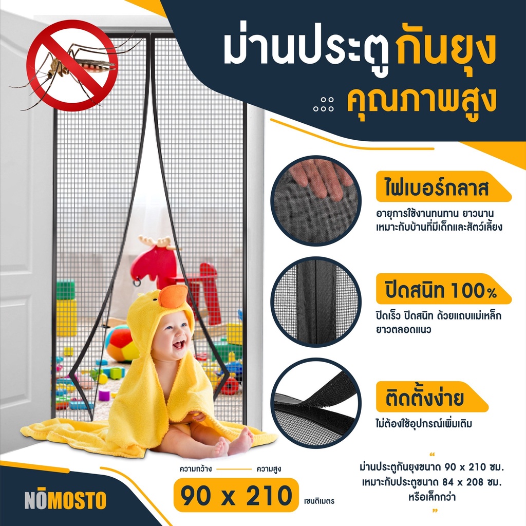 ภาพสินค้าเกรดพรีเมี่ยม HOMU HOME ม่านกันยุงประตู ขนาด90x210ซม มุ้งประตูกันยุง มุ้งลวดประตู กันยุง ม่านกันยุง KD1 มุ้งลวดแม่เหล็ก จากร้าน homuhome บน Shopee ภาพที่ 6