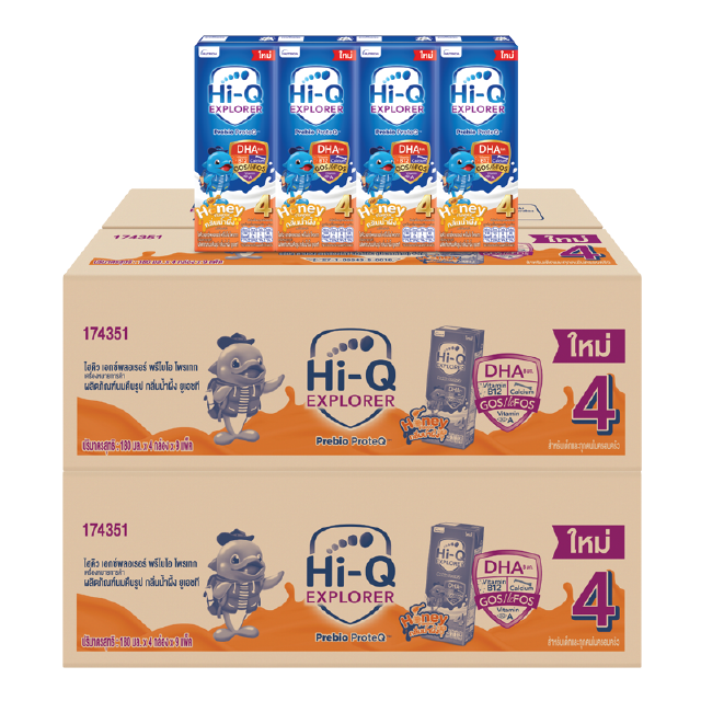 [UHT] x2 ลัง ไฮคิว เอกซ์พลอเรอร์ พรีไบโอโพรเทก (สูตร 4) ยูเอชที กลิ่นน้ำผึ้ง 180 มล. (72 กล่อง) สำหรับเด็กและทุกคนในครอบครัว Hi-Q Explorer Stage 4 UHT for Kids Honey