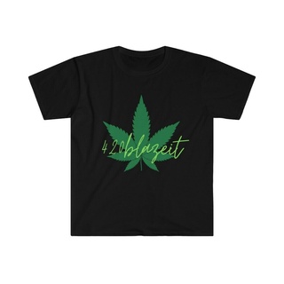 เสื้อยืดแขนสั้น คอกลม ผ้าฝ้าย พิมพ์ลาย blaze it 420 blaze it pot smoke joke NHjaam10GOajnp90 สําหรับผู้ชาย