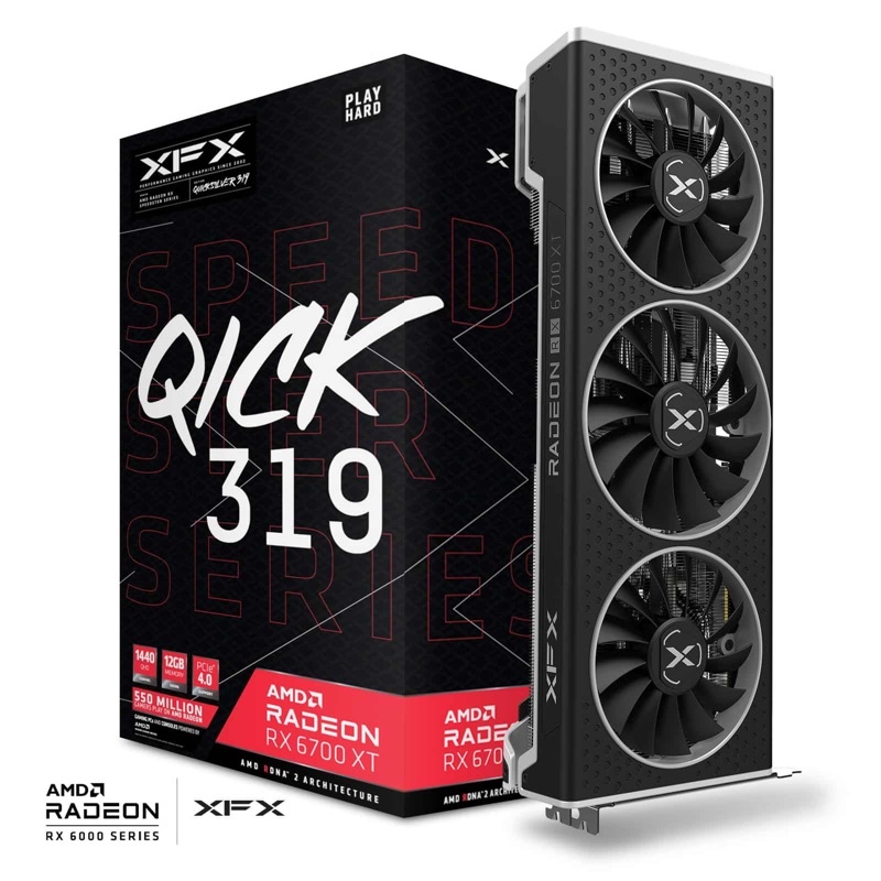 Xfx SPEEDSTER QICK 319 AMD Radeon RX 6700 XT เกมมิ่ง สีดํา 12GB ...