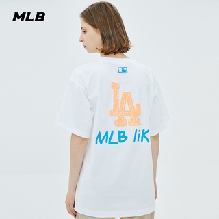 [LEEE]MLB เสื้อยืดแขนสั้นพิมพ์ลายกราฟฟิคทรงหลวมสําหรับผู้ชายและผู้หญิง คอกลม