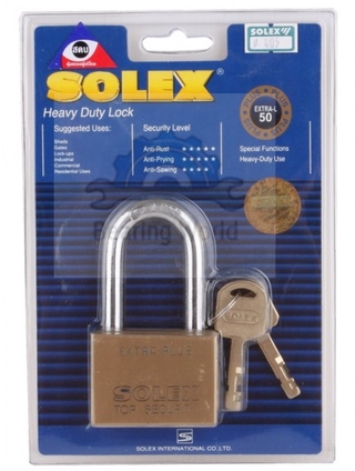 SOLEX แม่กุญแจ รุ่น R-PREMIUM แบบ คอยาว แท้ ขนาด 35-55 มิล กุญแจคล้อง กุญแจ ผลิตจาก ทองเหลือง คุณภาพดี ของแท้