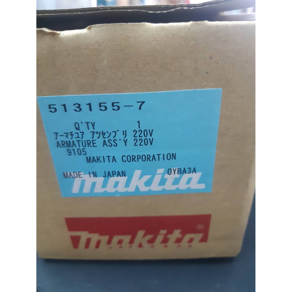 makita-armature-part-no-513155-7-อะไหล่ทุ่นไฟฟ้าเครื่องเจียร์คอยาว-มากีต้า-รุ่น-9105-made-in-japan