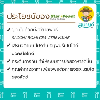 ภาพขนาดย่อของภาพหน้าปกสินค้ายีสต์ Star Yeast ผสมอาหารสัตว์ 1 กิโลกรัม โปรตีน+วิตามิน B สูง เสริมภูมิคุ้มกัน โตไว ดูดซึมง่าย สบายดีซัพพลายแอนด์โค จากร้าน sabaideesupplyco บน Shopee