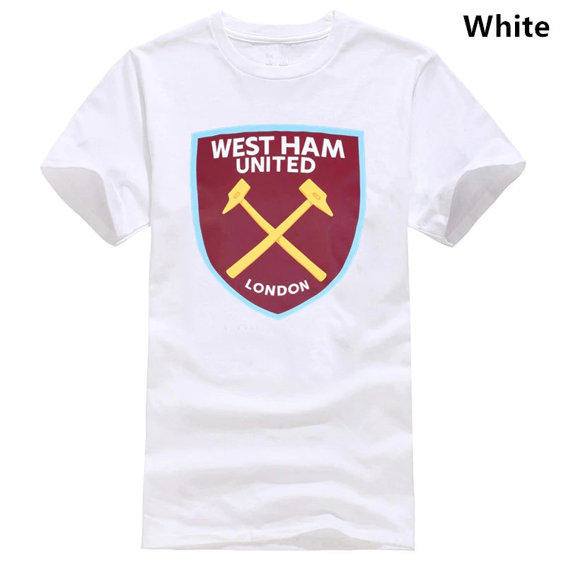 เสื้อยืดสีขาวเสื้อยืดแขนสั้น-ผ้าฝ้าย-100-พิมพ์ลายตัวอักษร-west-ham-united-สีขาว-แฟชั่นสําหรับผู้ชาย