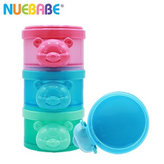 กระปุกแบ่งนม 3 ชั้นหน้าหมี พลาสติกอย่างดี (Nuebabe)