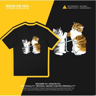 [COD]เสื้อยืดแขนสั้นลําลอง คอกลม พิมพ์ลายการ์ตูนแมว สีขาว แฟชั่นฤดูร้อน สําหรับเด็ก 2022