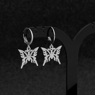2pcs Butterfly Stainless Drop Earrings Clip Women Jewelry
