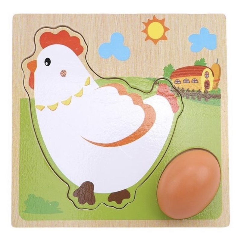 ของเล่นเสริมพัฒนาการลูกน้อย-ไก่กับไข่-เป้นงานไม้อย่างดี-ไม่ใช่พลาสติก-montessori-toy