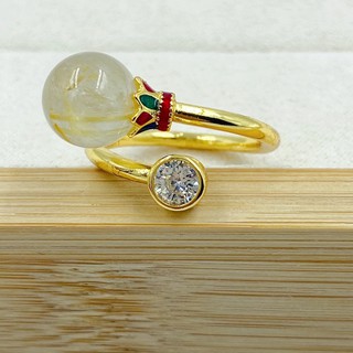 แหวนไหมทองหัวเพชร แหวนทอง2สลึง แหวนฟรีไซส์ แหวนทองชุบ [N100] แหวนทองไมครอน