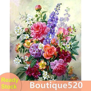 Bou【Stock】ชุดปักครอสติช 11CT 3 เส้น Diy ปักลายดอกไม้