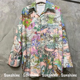 📌ทักก่อนสั่ง📌เสื้อเชิ้ต พิมพ์ลาย oversize อก44” sunshine